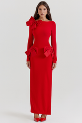 Lavele Red Bow Maxi Dress