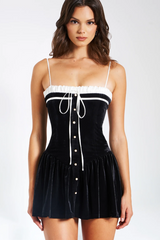 Olya Black and White Velvet Dress