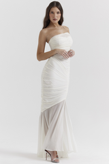 Pearla Ivory Ruched Maxi Dress