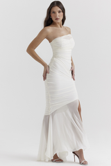 Pearla Ivory Ruched Maxi Dress