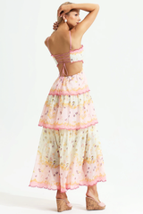 Floral Cami Tiered Ruffle Hem Dress