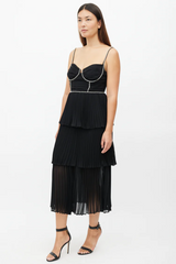 Rochie Black Tiered Jewel Chiffon Dress