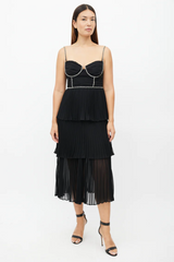 Rochie Black Tiered Jewel Chiffon Dress