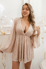Plunging Neck Sequin Dress