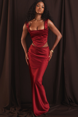 Sydel Satin Bias Cut Maxi Skirt Set