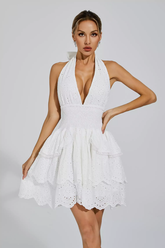 Landry Black V-neck Halter Dress