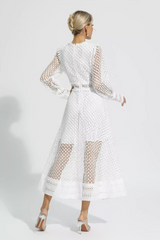 Puff Sleeves Fit & Flare Midi Dress