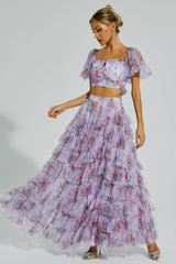 Braylee Purple Floral Ruched Set
