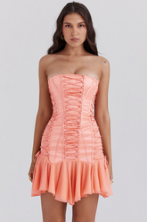 Sirena Sorbet Satin Strapless Mini Dress