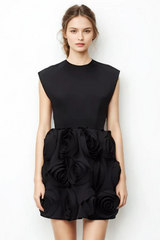 Rose Applique Mini Dress