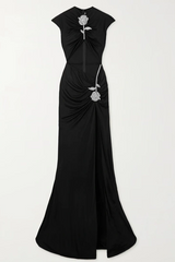 Pleated Hollow Slit Sexy Dress