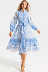 Paisley Single Breasted Midi Dress