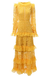 Textured Maxi Dress With Long Sleeves