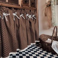 Retro Polka Dot Coffee Curtain