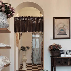 Retro Polka Dot Coffee Curtain