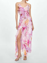 Ruffled Floral Print Maxi Dress