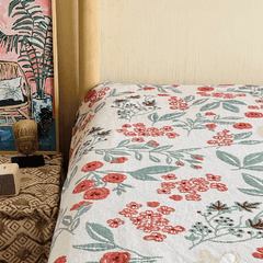 Rustic Scene Floral Knitted Blanket