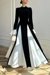 Aurora Color Block Ruffle Maxi Dress