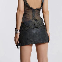 Low Waist Micro Mini Belt Skirt