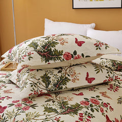 100% Cotton Birds And Flowers Quilt 3pcs Embroidered Quilted Quilt Pillowcase Free Shipping