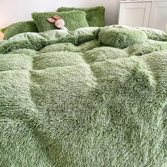 Plush Bedding Set Soft Fluffy Faux Fur Duvet Cover Sheet Pillowcase Fuzzy warm Bedlinens