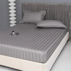 Nordic Sliver Grey Stripes 100% Egyptian Cotton Jacquard Bedlinens Queen King Size Set Fitted Sheet Duvet Cover Bedding