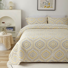 Nordic Cotton Romantic Print Bedspread Pillowcase Quilted Bed Cover Sofa Blanket Four Seasons Coverlet Bedding 3PCS