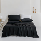 Summer Luxury Solid Color Summer Fitted Sheet Set Mattress Cover Pillowcase Flat Bedding Queen King Size for Home Decor