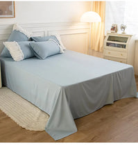 Ins Princess Wind Quilt Cover Four-piece Set Girly Heart Solid Color Bed Sheet Dormitory Bed Three-piece Set Linen Sheets Sets