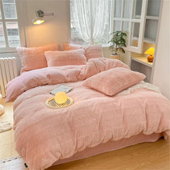 Rabbit Plush Bedding Sets Milk Velvet Warm Four Piece Set Thicken Quilt Cover Bed Linen Pillowcase King Bedroom Decor