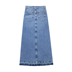 Scandanavian Style Knee Length Blue Denim Skirt