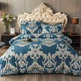 4pcs Set Winter Soft Nordic Double Bed Bedding Set Luxury Jacquard Non-irritating Sheet Quilt Cover Pillowcase 200x230cm