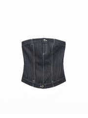 Sleeveless Pinstripe Jeans Denim Top