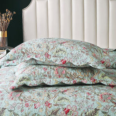 Double Bed 100% Cotton Plants And Flowers 3pcs Printed Quilted Quilt Pillowcase Free Shipping