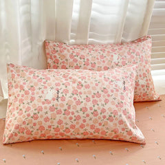 Pink Floral Bedding Set Soft Ins Duvet Cover Flat Sheet Pillowcase Girls Flower Polyester Home Bed Linen Single Double Ful Size