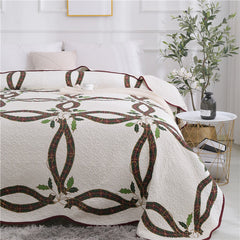 100% Cotton Yellow Daisy Quilt 3pcs Embroidered Quilted Quilt Pillowcase Free Shipping
