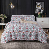 100% Cotton Double Bed Floral Red Flower 3pcs Printed Quilted Quilt Pillowcase Free Shipping de cama casal