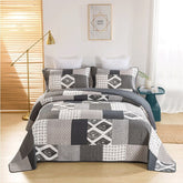 100% Cotton Simple gray Plain Weave 3pcs Printed Quilted Quilt Pillowcase Free Shipping