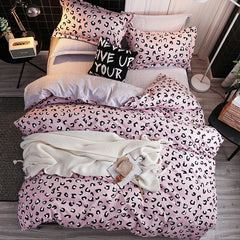 Quality Simple 4pcs Bed Linen Sheet Set Pillowcase Nordic AB Version Soft Comfortable Quilt Comforter Cover for Household