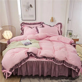 Luxury Princess Bedding Sets Kawaii Bed Skirt Sheet and Pillowcase Bed Comforter Set Girls Duvet Cover 4pcs Set Home Decoration