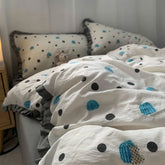 French Style Bedding Set Pastoral Colored Grape Double-layer Gauze Light Purple Washing Cotton Duvet Cover Bed Sheet Comforter