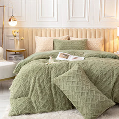 Milk Velvet Bedding Set Jacquard Tafu Velvet Thicken Winter Warm Four Piece Sets Quilt Cover Bed Linen Pillowcase Bedroom Decor