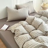 Japanese Simple Stripe Quilt Cover Washed Cotton Bed Sheet Pillowcase Twin Full Queen Bed Linen Adult Duvet Cover Set No Filler