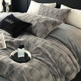Luxury Brand New Black Plush Shaggy Duvet Cover Set Winter Warm Fur Fluffy Velvet Noble Bedding Set Bed sheet Soft Velvet 4pc