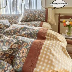 3pcs Floral Duvet Cover Set Pillowcases No Filling Korean lace bedding set Twin Single Queen Size Girls Bedding Linen