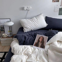 Ins Wind Four-Piece Bed Set Product Washed Cotton Sheet And Quilt Set Three-Piece Quilt Cover Dormitory Bedding