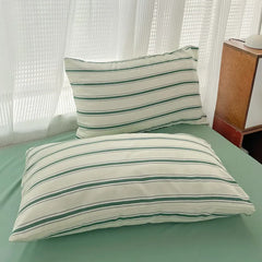 Green Stripe Series Printed Soft Bedding Set Duvet Cover Bedclothes Bedspread Pillowcases Flat Sheets Comforter Sets for Girls