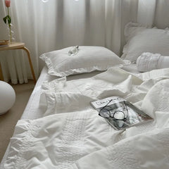 4 New Korean Chiffon Summer Quilt Three Piece Set Air-condition Quilt Kids Adult Quilts Polyester Washable Home Use