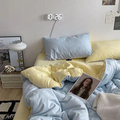 Ins Wind Four-Piece Bed Set Product Washed Cotton Sheet And Quilt Set Three-Piece Quilt Cover Dormitory Bedding