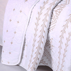 Double Bed Cover Geometric Embroidery Plain 3 Piece Quilted Quilt Pillowcase Free Shipping